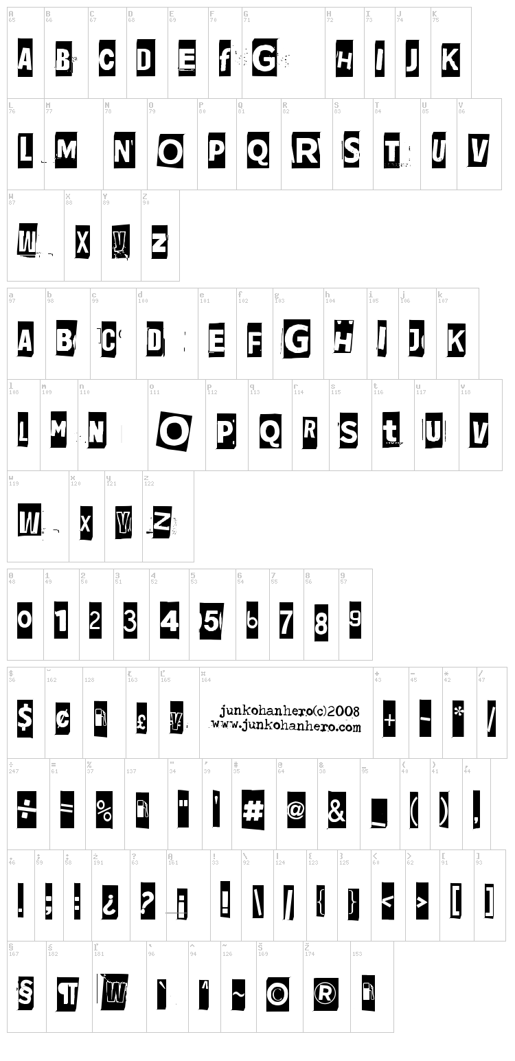 Jadefedga[08] font map